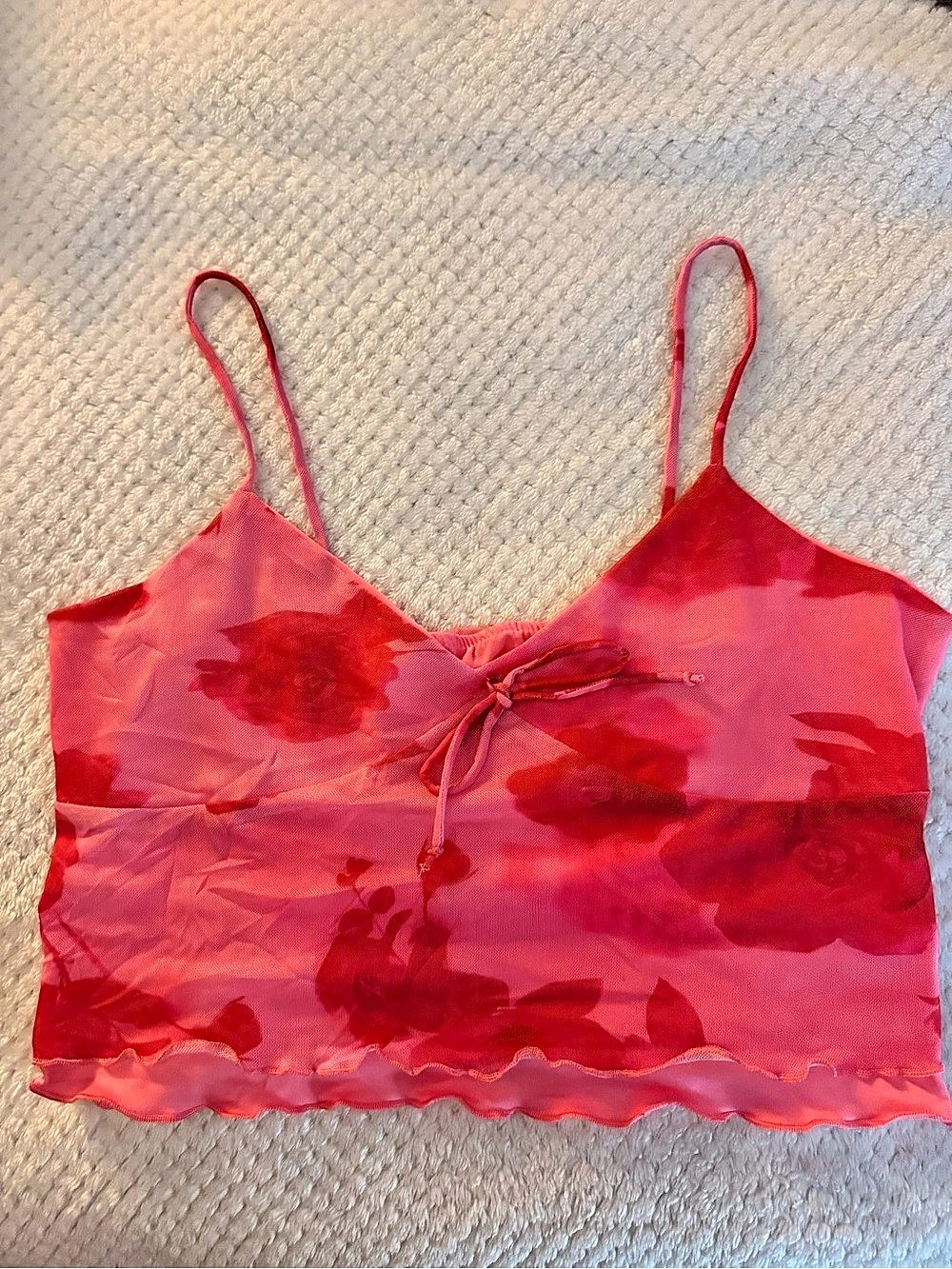 SHEIN Floral Camisole in Pink & Red Size Large
 Like New